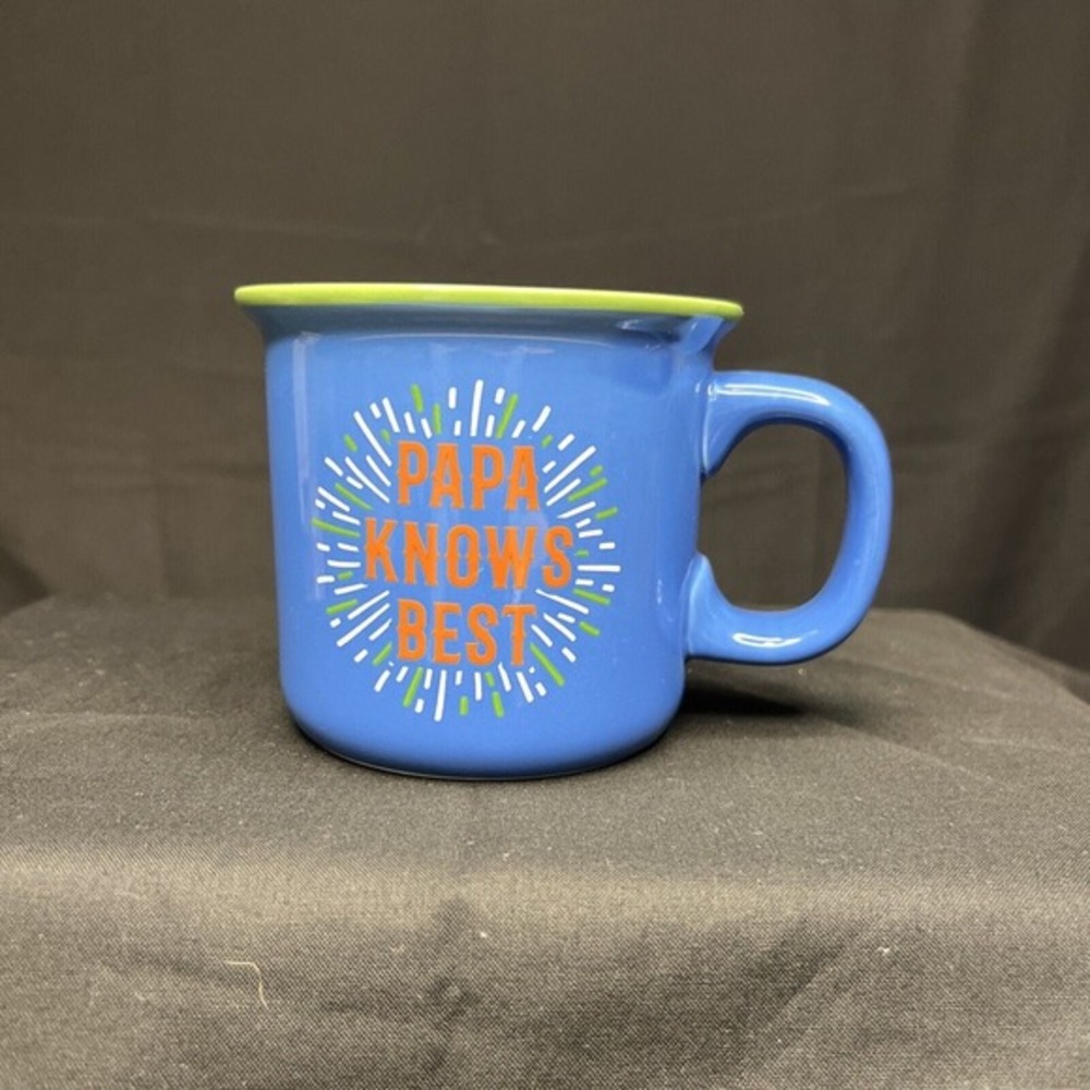 Blue & Green "PAPA KNOWS BEST" Coffee Mug/Cup
